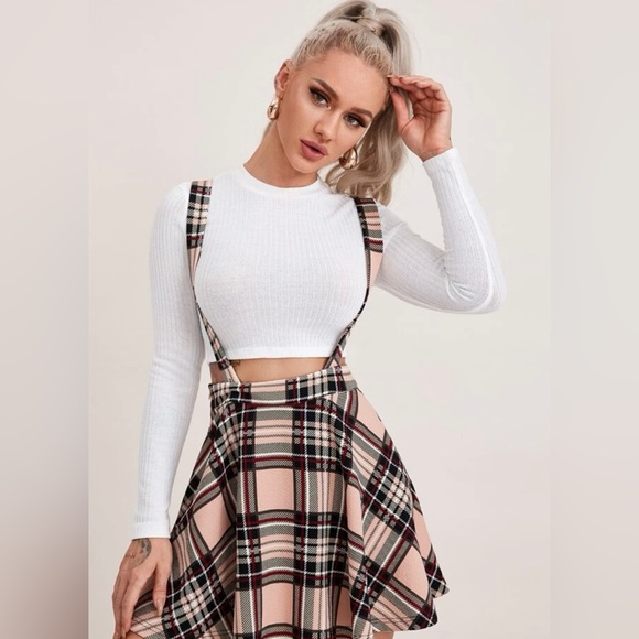 SHEIN EZwear plaid print suspender dress size large - Picture 2 of 4